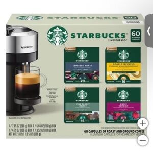 Starbucks Coffee and Espresso Capsules for Nespresso Vertuo Machines 60-count
